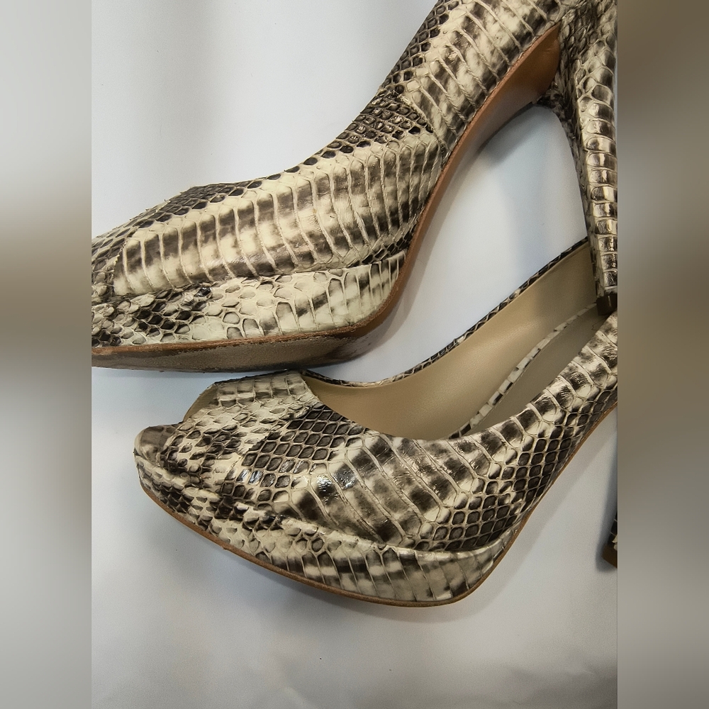 COACH Selma Python Snakeskin Peep Toe Pumps, Size… - image 11